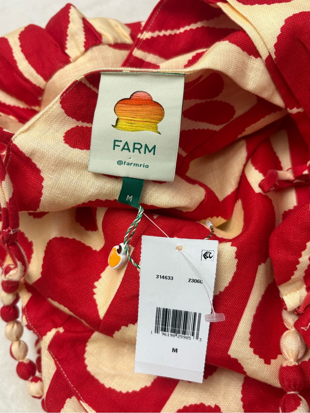 NWT Farm Rio Palermo Sleeveless Midi Dress red floral linen medium - Picture 10 of 11